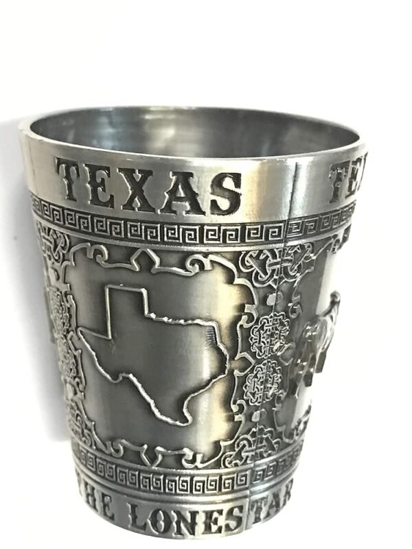 States Souvenir Metal Shot Glass Pewter Design - Texas Nashville Indiana Iowa ST. Louis Chicago Kentucky Ohio Illinois Collectible Metal Shot with Iconic Images (Texas The Lone...