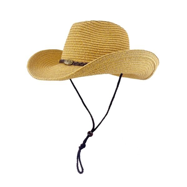 Straw Cowboy Hats Straw Cowgirl Hat Wide Shapeable Wide Brim Foldable Vacation Beach Sun Hat with Chin Strap