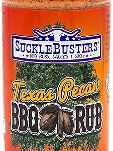 SuckleBusters Texas Pecan BBQ Rub: Super Sweet & Smoky Flavor, Bright Red Color, Authentic Texas BBQ Rub for Pork and Chicken, Gluten-Free, No MSG Shaker (12oz)