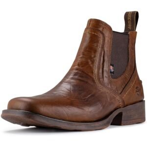 SUREWAY Mens Western Chelsea Cowboy Boots for Men Square Toe,All-Weather Rugged Slip-On Work/Casual/Dress Boots Shoes for Men,Built for Comfort & Durability
