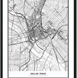 Susie Arts 8X10 Unframed Dallas Texas Wall Art Metropolitan City View Abstract Street Map Art Print Poster Wall Decor Home Office sdm024