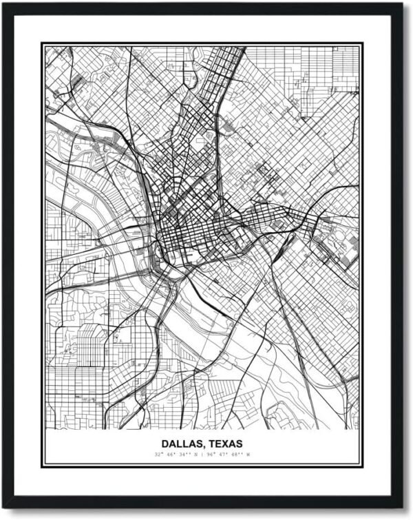 Susie Arts 8X10 Unframed Dallas Texas Wall Art Metropolitan City View Abstract Street Map Art Print Poster Wall Decor Home Office sdm024