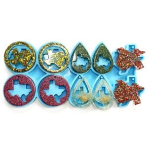 Szecl 10 Cavities Texas Molds for Epoxy Resin America Texas State Map Earrings Silicone Mold Keychain Casting Mold with Hole Tear Drop Resin Craft Mould DIY Jewelry Making Tool...