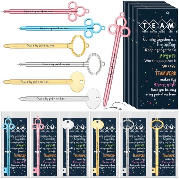 Team Appreciation Gifts Include Inspirational Key Shape Rollerball Pen Teammate Appreciation Card Employee Appreciations Gifts for Staff Coworker Office Stationery Supplies (12...