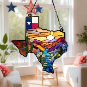 Texas Acrylic Window Hanging Decor, Texas Decor, Acrylic Printed Suncatcher, Window Hanger, Christmas Ornament