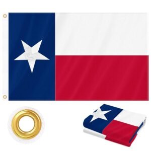 Texas Flag 3x5 FT Heavy Duty Outdoor, Luxury Embroidered Star | 210D Polyester Fabric | Brass Grommets and 4 Stitch Hemming | State of Texas Lone Star TX Flags for Wall Indoor...