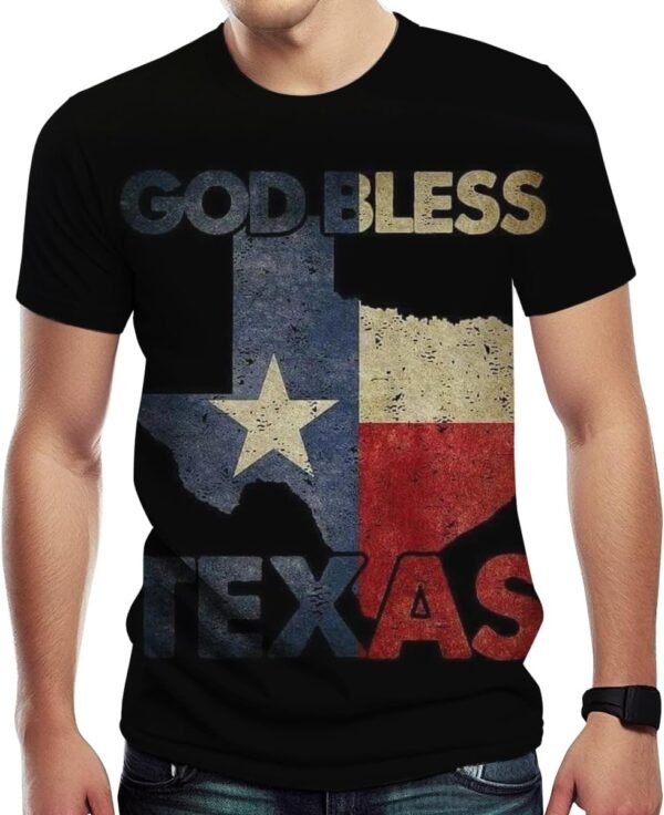 Texas Flag Map Tshirt Mens Patriotic Texan Pride T-Shirt
