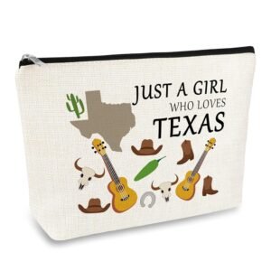 Texas Gift Makeup Bag Long Distance Relationships Gift Cosmetic Bag Texas Travel Themed State Decor Makeup Zipper Pouch Birthday Christmas Graduation Travel Present for Girls...