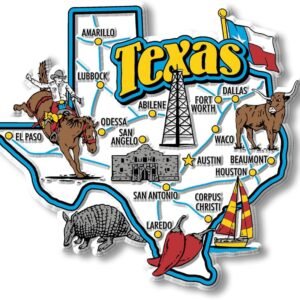 Texas Jumbo State Magnet by Classic Magnets, 4" x 3.7", Collectible 3D Rubber Vintage-Style Souvenirs and Gifts Made in The USA