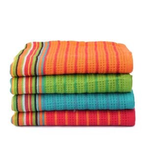 TEXAS LINEN CO. Kitchen Dish Towels, 100% Cotton Salsa Towels, Set of 4 (16x28 Inches), Multi Purpose Cooking Drying Restaurant Bar Cleaning Cloth Napkin, Highly Absorbent, Lint...