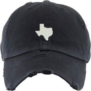 Texas Map Vintage Baseball Cap Embroidered Cotton Adjustable Distressed Dad Hat