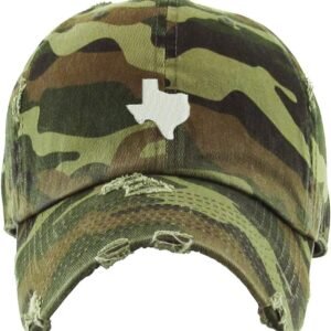 Texas Map Vintage Baseball Cap Embroidered Cotton Adjustable Distressed Dad Hat