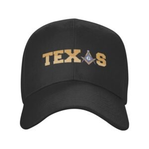 Texas Masonic Sign Father Gift Black Cowboy Hat Flat Bill Hats Snapback Hat Brim Baseball Cap for Men Adjustable