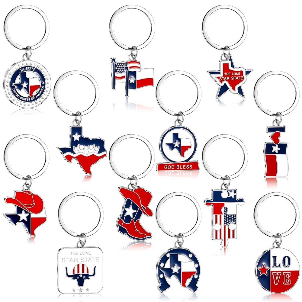 Texas Metal Keychain Gifts and Souvenirs Lone Star State Map Shaped Keychain God Bless Texas Souvenirs