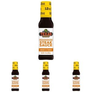 Texas Roadhouse Gold Sauce, 12 oz. Bottle, Perfect Steak Marinade or Dipping Sauce, Made with Vinegar, Apple Butter and Soy Sauce (Pack of 4)