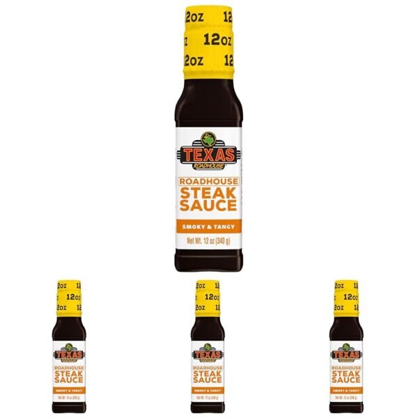 Texas Roadhouse Gold Sauce, 12 oz. Bottle, Perfect Steak Marinade or Dipping Sauce, Made with Vinegar, Apple Butter and Soy Sauce (Pack of 4)