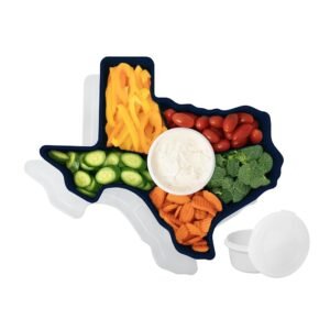 Texas Serving Tray - 6 Compartment Texas Serving w/Dressing Cup. Great for Entertaining. Entertaining Platter. Party Serving Platter