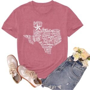 Texas Shirts for Women State Map Tshirts Texan Shirt Texas Lover Pride Tee Tops