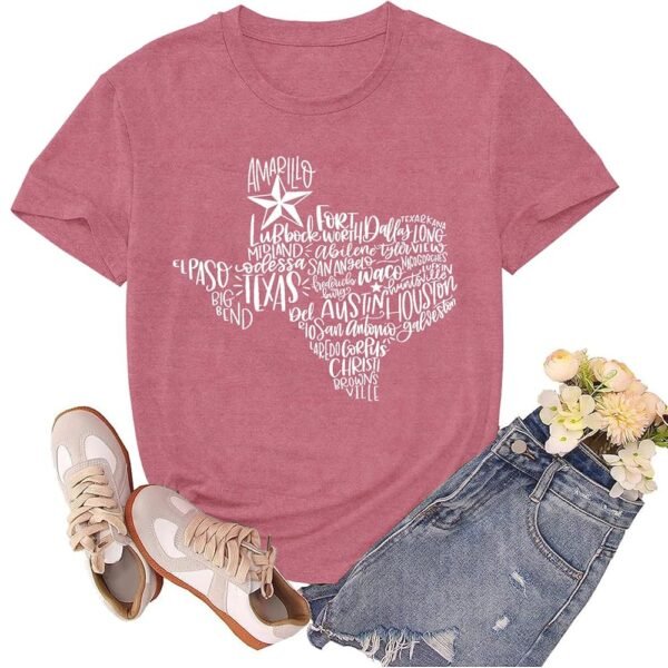 Texas Shirts for Women State Map Tshirts Texan Shirt Texas Lover Pride Tee Tops