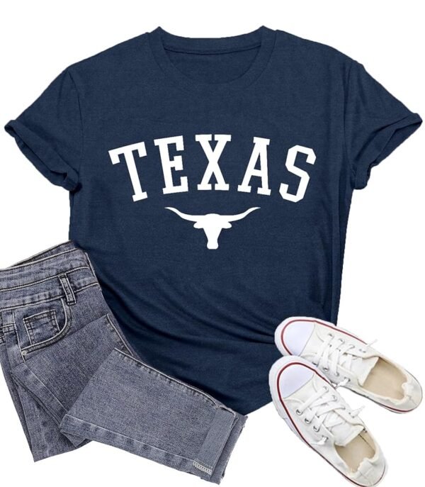 Texas Shirts for Women Texas State Longhorn T-Shirt Casual Texans Pride Cowgirl Tee Tops