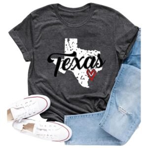 Texas Shirts for Women Texas State Map T-Shirts Texans Hometown Pride Love Tee Tops