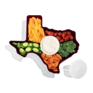 Texas Snack Tray - 6 Compartment w/Dressing Cup. Entertaining Platter