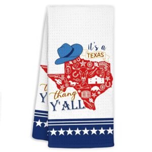 Texas Souvenir Gifts Kitchen Hand Dish Towels Texas Themed Gifts Decor for Home Bathroom White and Blue 17X26 Inch