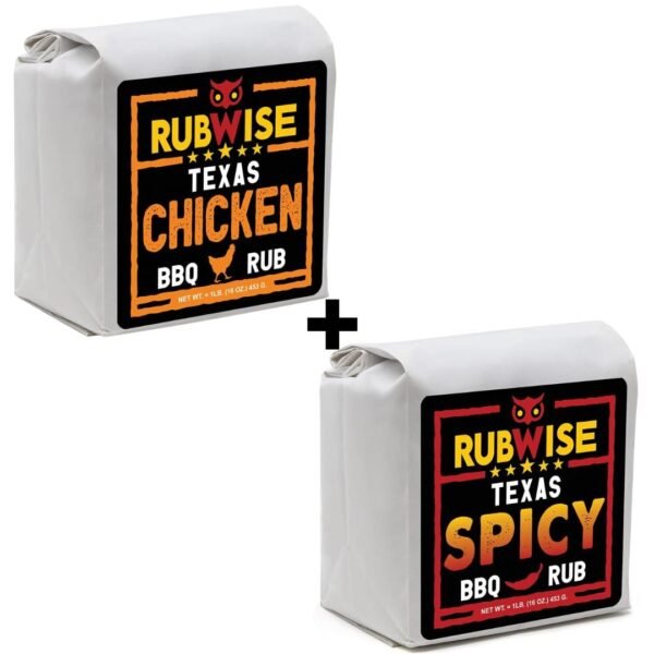Texas Style Chicken Rub & Spicy Rub by Rubwise | BBQ Rub & Spices for Smoking & Grilling | Dry Rubs | Great on Any Meat Chicken, Turkey, Pork & Beef | NO MSG (1lb each)