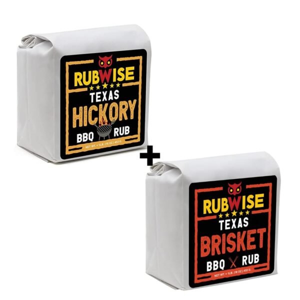 Texas Style Hickory Rub & Brisket Rub by Rubwise | BBQ Rub & Spices for Smoking & Grilling | Dry Rubs | Great on Brisket, Steaks, Ribs, Burgers, Chicken, Pork & Turkey (1lb each)