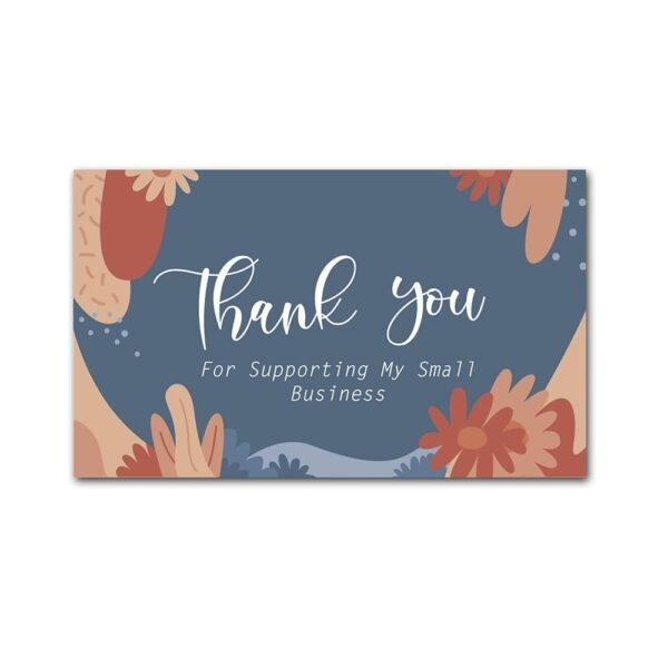Thank You for Supporting My Small Business Cards (3.5 x 2 Inches), Custom Thank You Cards for Online, Retail Store, Handmade Goods, Customer Package Inserts (120 cards, Navy Blue)