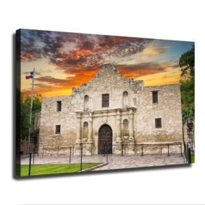 The Alamo San Antonio Texas Wall Art Poster Gifts Bedroom Prints Home Decor Hanging Picture Canvas Painting Posters (12×18inch_Framed)