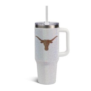 The Memory Company Officially Licensed NCAA 40oz White Rhinestone Tumbler - Stainless Steel Double Wall Vacuum Insulated Water Bottle, BPA-Free, Lid & Straw, Sparkling Team...