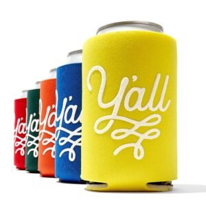 The Original Y'all Texas Party Beverage Insulator in Five Colors Can Sleeve Insulator Texas Gift