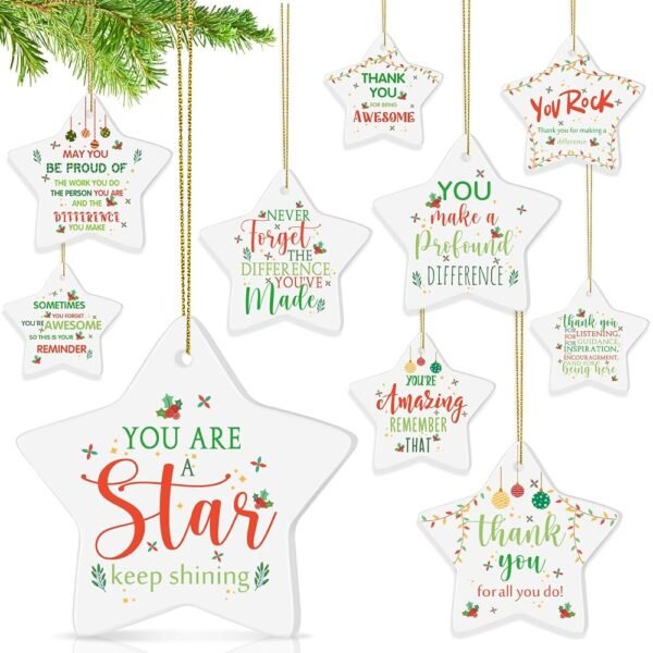 Tioncy 20 Pcs Christmas Thank You Ornament for Coworkers Be Proud Appreciation Gifts Thank You for Being Awesome Star Hanging Plaque for Employee Nurse Teacher Office Business...