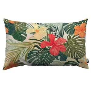 TKS MITLAN Hibiscus Flowers Pillow Cover 12x20 inch Summer Colorful Hawaiian Tropical Plants Palm Leaf Pillows Decorative Throw Pillows Farmhouse Decor for Home Cushion Case
