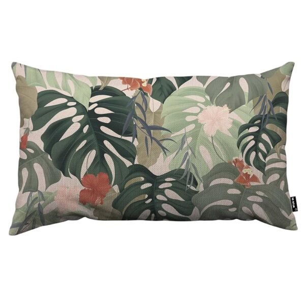 TKS MITLAN Hibiscus Flowers Pillow Covers 12 x 20 Inch Tropical Plants Split-Leaf Plant Decorative Throw Pillow Covers Linen Cushion Case for Sofa Couch