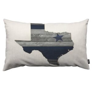 TKS MITLAN Texas State Throw Pillow Case Cushion Cover America Shape Map Gray Wood Grain Background Linen Couch Bed Sofa Car Waist Cushion Cover 12 x 20 inch
