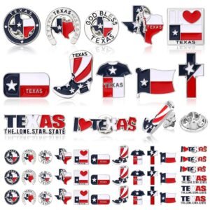 Tondiamo 36 Pcs Texas Souvenirs Pins Patriotic Enamel Lapel Pins Bulk Texan Map Shaped Themed Gifts and USA Souvenir for Traveler backpacks