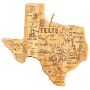 Totally Bamboo Destination Texas State Shaped Cutting Board, Charcuterie and Serving Board – Gift for Texas Lovers, Home Décor or Kitchen Use