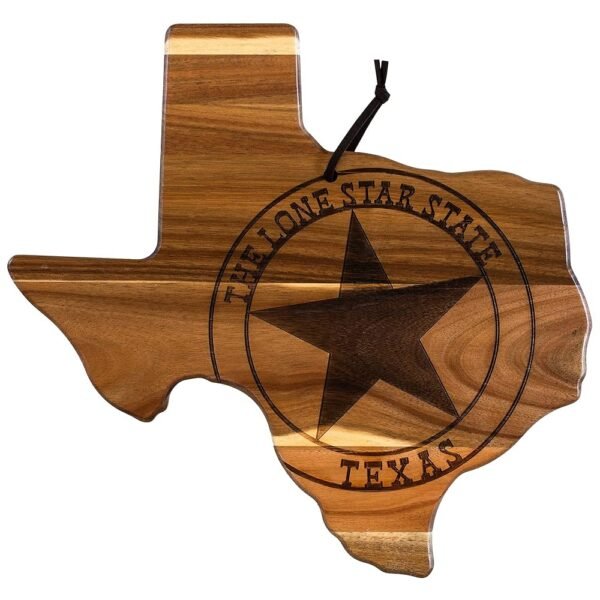 Totally Bamboo Rock & Branch Origins Series Texas State Shaped Cutting Board and Charcuterie Serving Tray, Includes Hang Tie for Wall Display