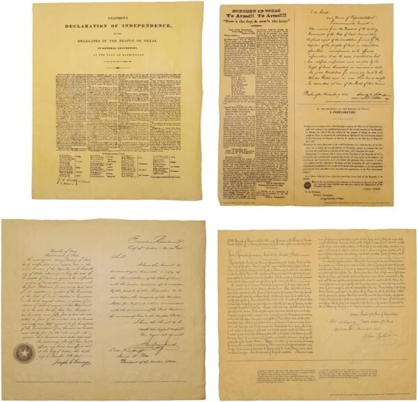 Treasure Gurus Set of Republic of Texas Declaration Parchment Paper Poster TX Home Decor Wall Art