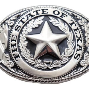 TrendyFashionJewelry Men Western Oval Shaped State of Texas Silver Metal Belt Buckle