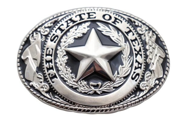 TrendyFashionJewelry Men Western Oval Shaped State of Texas Silver Metal Belt Buckle
