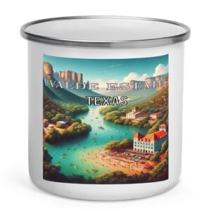 Uvalde Estates Texas Enamel Camp Mug – 12oz Souvenir Mug for Campers, Hikers, and Adventure Lovers