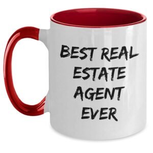 Valentine's Unique Gifts from Best Real Estate Agent Ever - Funny Two Tone Coffee Mug for Men or Women Friends Coworkers Family
