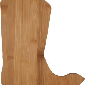 Vastigo Cowboy Boot Shaped Bamboo 9” x 11.25” Serving Cutting Board – Rustic Kitchen Decor and Functional Serving Piece for Cheese, Snacks, Food, Plating, Charcuterie and More