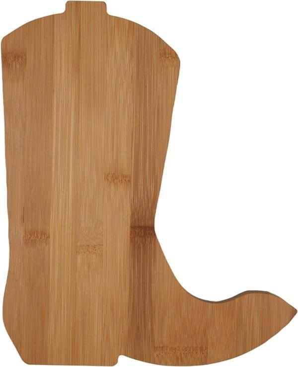 Vastigo Cowboy Boot Shaped Bamboo 9” x 11.25” Serving Cutting Board – Rustic Kitchen Decor and Functional Serving Piece for Cheese, Snacks, Food, Plating, Charcuterie and More
