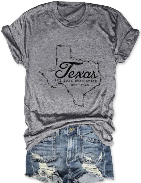 Vintage Texas T Shirt 1845 Womens Summer Funny Casual Map Graphic Tees Short Sleeve Tops