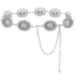 Western Chain Belt for Women Cowgirl Waist Metal Concho Belts for Dresses Jeans