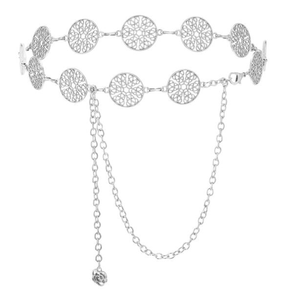 Western Chain Belt for Women, Metal Concho Waist Belt Boho Cowgirl Accessories for Dresses Jeans Country Concert